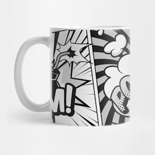 Black and White Comic Book Word Art Collage Mug